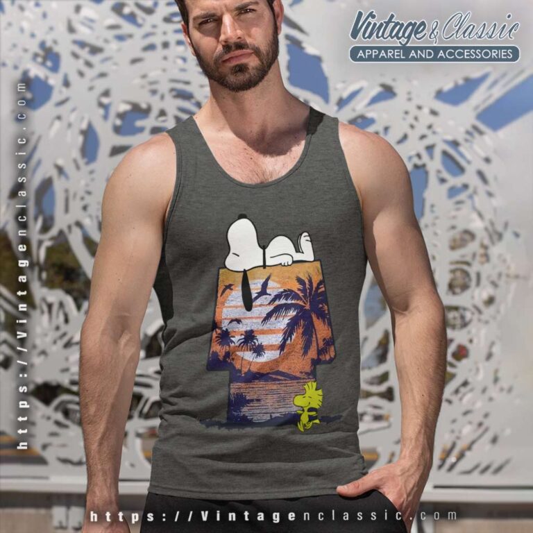 Snoopy Woodstock Tropical Graphic Tank Top Racerback Snoopy Woodstock Tropical Graphic Tank Top Racerback