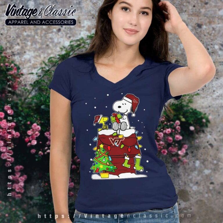 Snoopy Woodstock Virginia Tech Hokies Ugly Christmas V Neck TShirt Snoopy Woodstock Virginia Tech Hokies Ugly Christmas V Neck TShirt