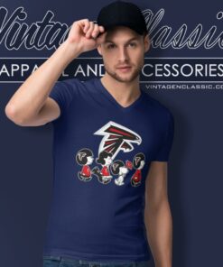 Snoopy And Friends Walking Atlanta Falcons V Neck TShirt