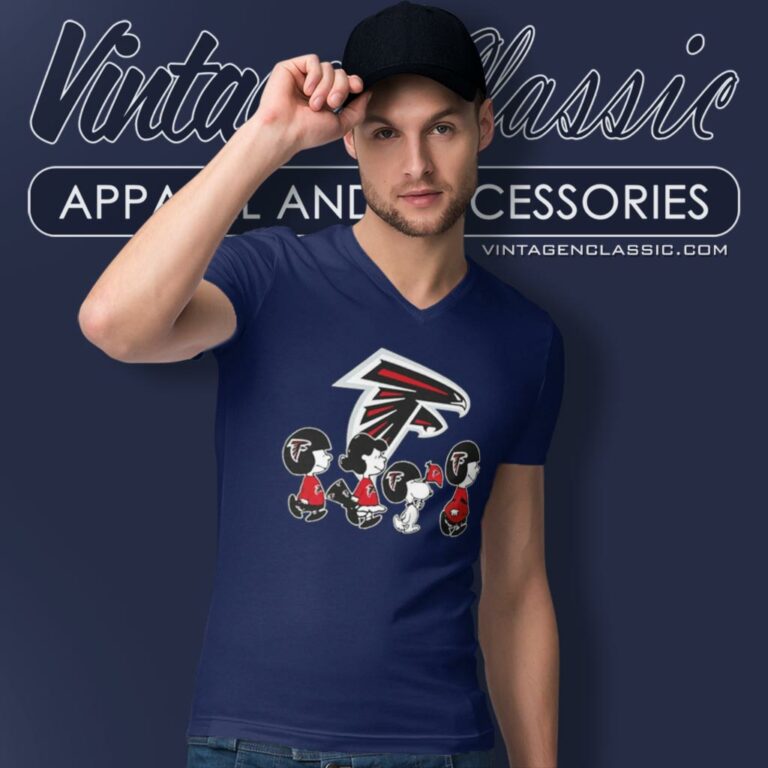 Snoopy And Friends Walking Atlanta Falcons V Neck TShirt Snoopy And Friends Walking Atlanta Falcons V Neck TShirt