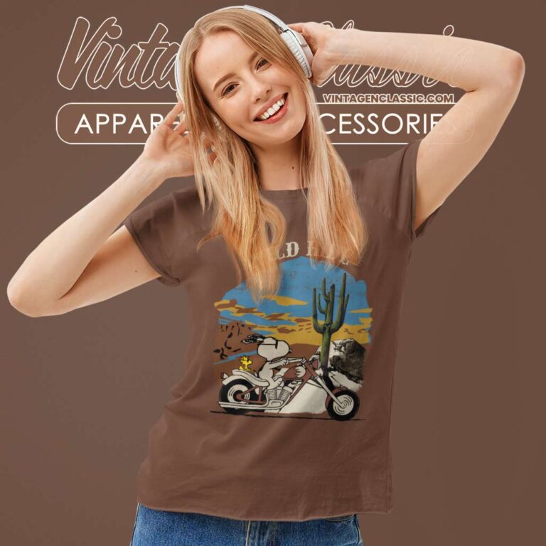 Snoopy Woodstock Wild Ride A Motorcycle Women TShirt Snoopy Woodstock Wild Ride A Motorcycle Women TShirt