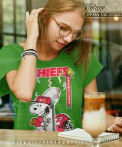 Snoopy Woodstock With Kansas City Chiefs Of Nfl Champions Women TShirt