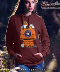 ﻿Snoopy Woodstock Houston Astros Baseball Hoodie