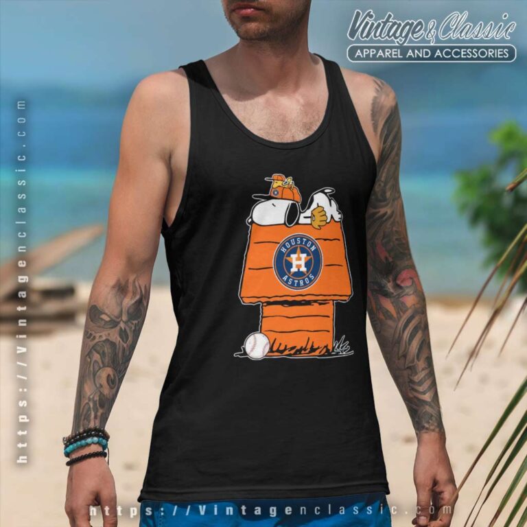 Snoopy Woodstock Houston Astros Baseball Tank Top Racerback Snoopy Woodstock Houston Astros Baseball Tank Top Racerback