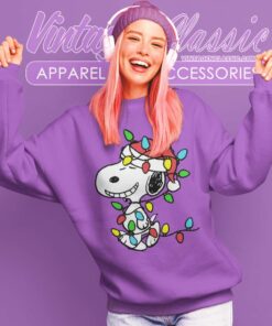 Snoopy Wrapped In Christmas Lights Sweatshirt