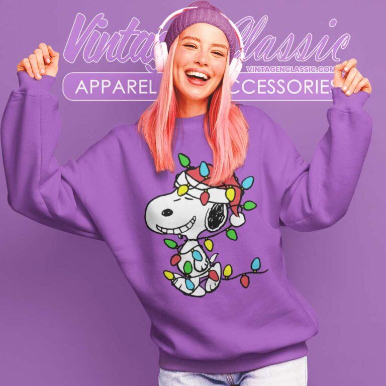 Snoopy Wrapped In Christmas Lights Sweatshirt Snoopy Wrapped In Christmas Lights Sweatshirt