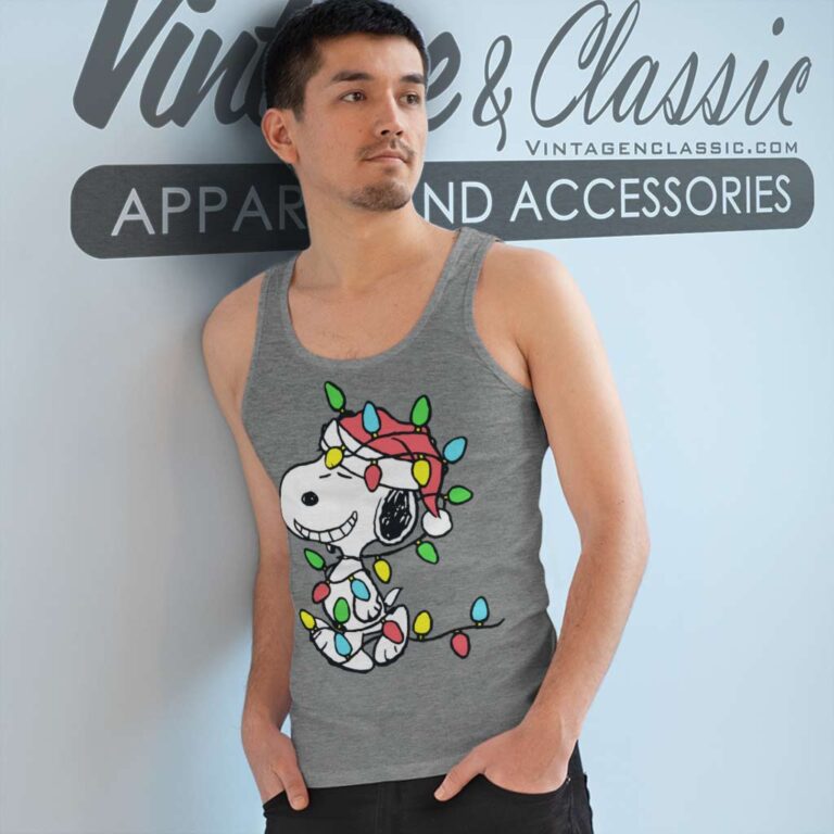 Snoopy Wrapped In Christmas Lights Tank Top Racerback Snoopy Wrapped In Christmas Lights Tank Top Racerback