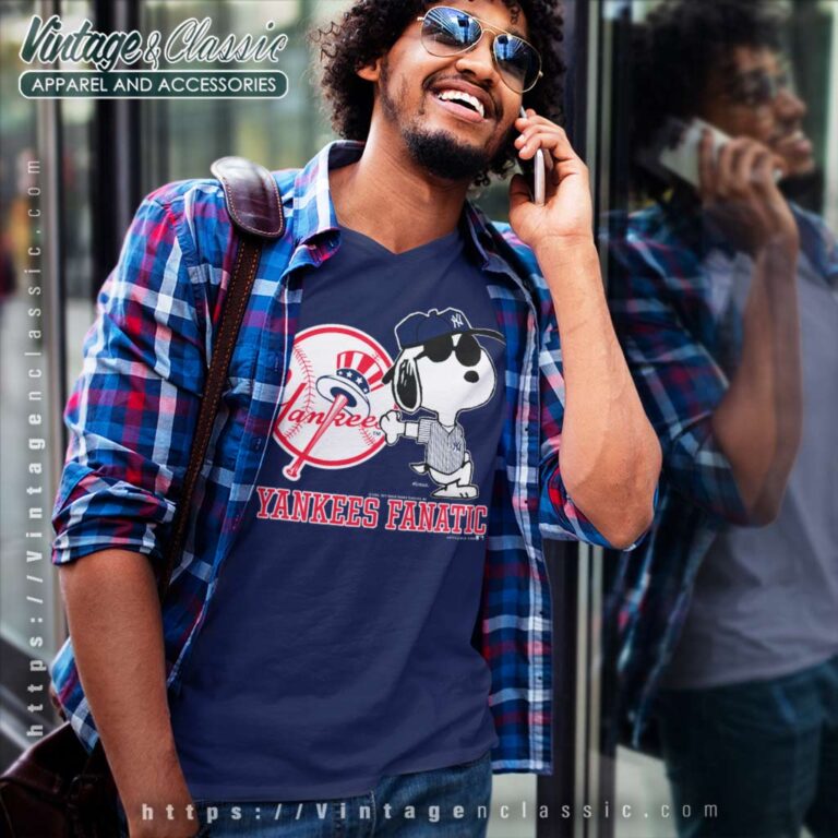 Snoopy Yankees Fanatic MLB V Neck TShirt Snoopy Yankees Fanatic MLB V Neck TShirt