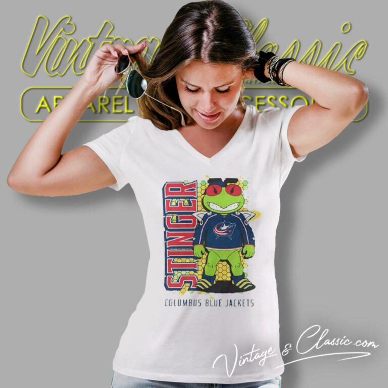 Something Inked Stinger Columbus Blue Jackets V Neck TShirt Something Inked Stinger Columbus Blue Jackets V Neck TShirt
