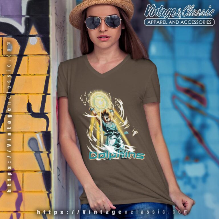 Son Goku Miami Dolphins Shirt V Neck TShirt Son Goku Miami Dolphins Shirt V Neck TShirt