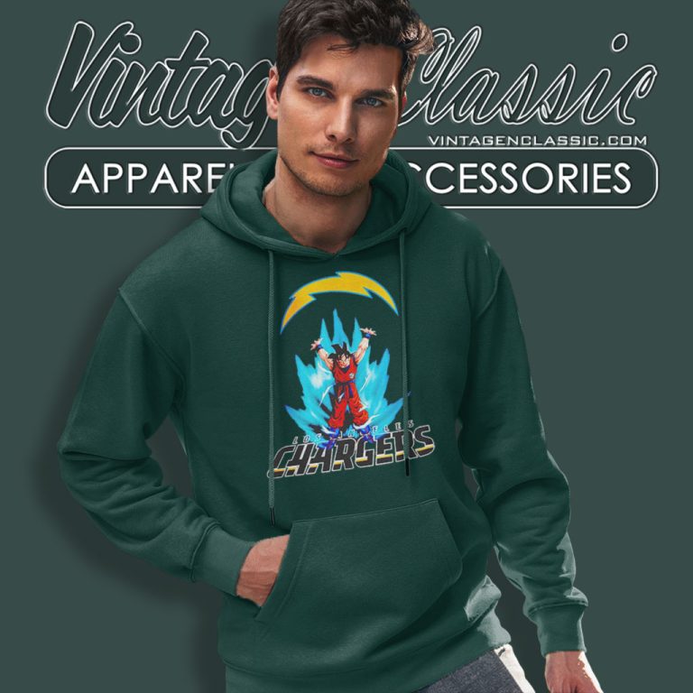 Son Goku Powering Up In Energy Los Angeles Chargers Hoodie Son Goku Powering Up In Energy Los Angeles Chargers Hoodie