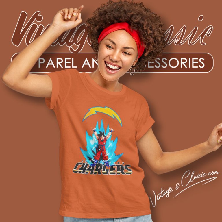 Son Goku Powering Up In Energy Los Angeles Chargers Women T Shirt Son Goku Powering Up In Energy Los Angeles Chargers Women T Shirt