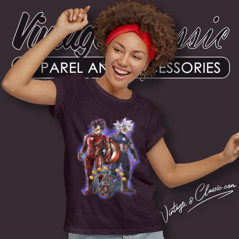 Songoku Vs Vegeta Dragon Ball Marvel Avengers Endgame Women TShirt Songoku Vs Vegeta Dragon Ball Marvel Avengers Endgame Women TShirt