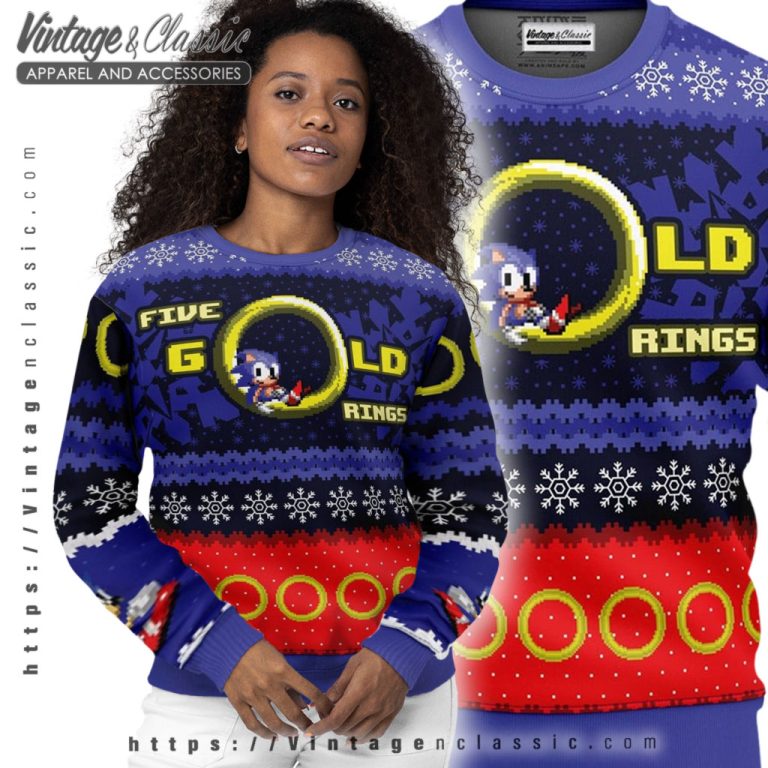 Sonic Hedgehog Gold Rings Ugly Christmas Sweater Women Ugly Sweater Sonic Hedgehog Gold Rings Ugly Christmas Sweater Women Ugly Sweater