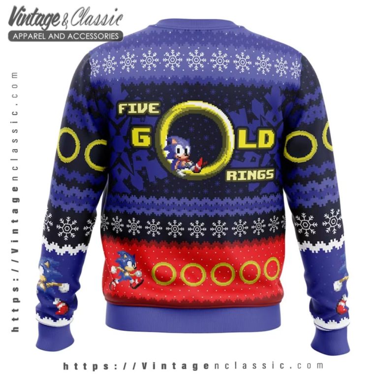 Sonic Hedgehog Gold Rings Ugly Christmas Sweater back Ugly Sweater Sonic Hedgehog Gold Rings Ugly Christmas Sweater back Ugly Sweater
