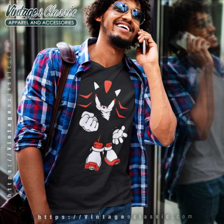 Sonic The Hedgehog Shadow V Neck TShirt Sonic The Hedgehog Shadow V Neck TShirt
