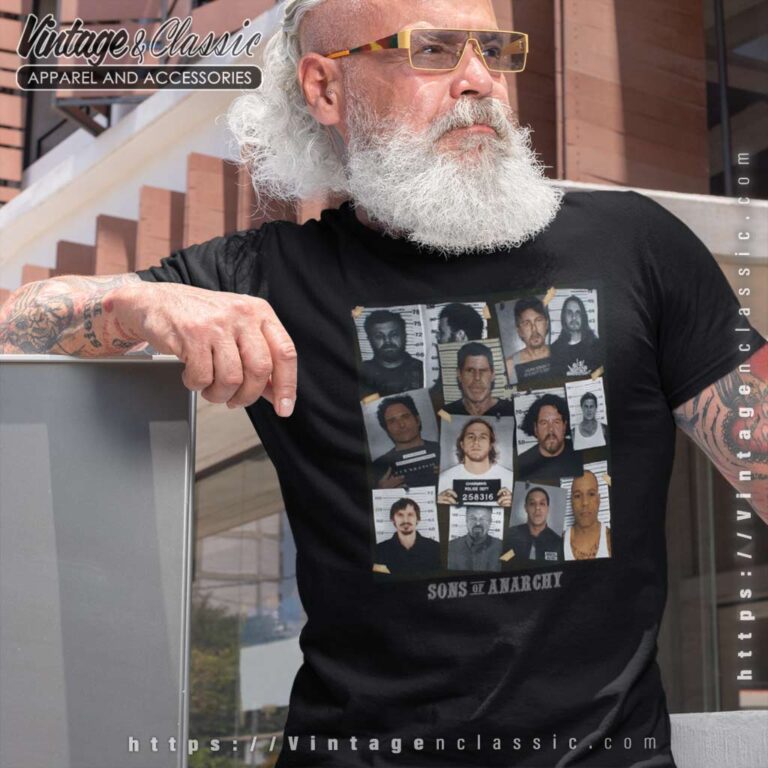 Sons Of Anarchy Group Mugshot Reaper Mens T Shirt Sons Of Anarchy Group Mugshot Reaper Mens T Shirt