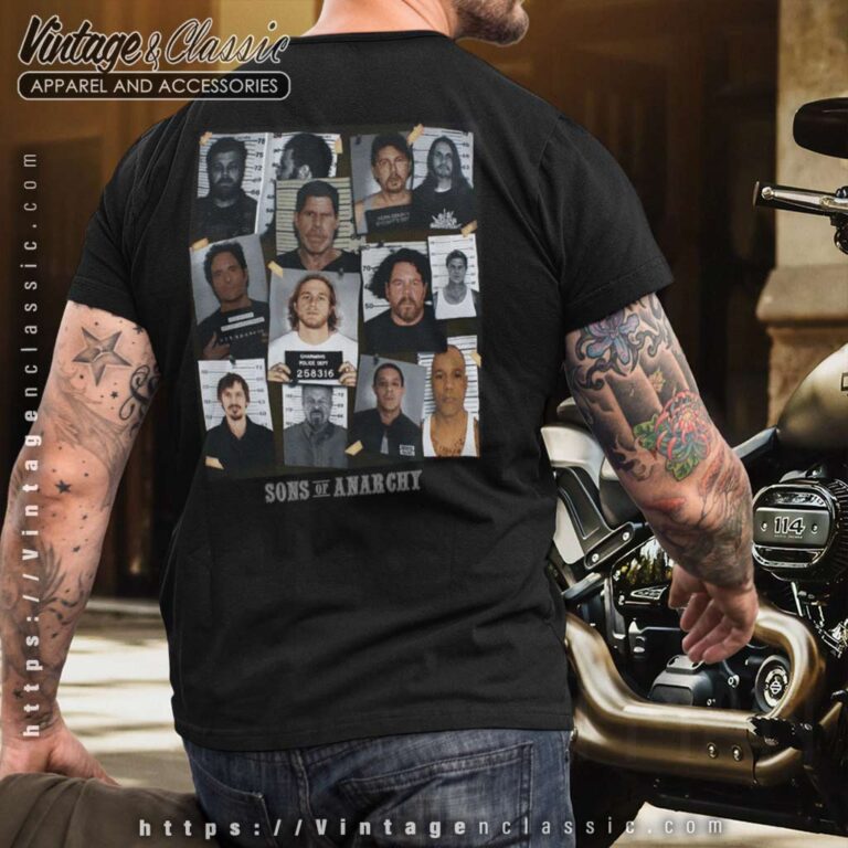 Sons Of Anarchy Group Mugshot Reaper T Shirt Back Sons Of Anarchy Group Mugshot Reaper T Shirt Back