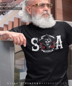 Sons of Anarchy SAMCRO Roses Mens T Shirt
