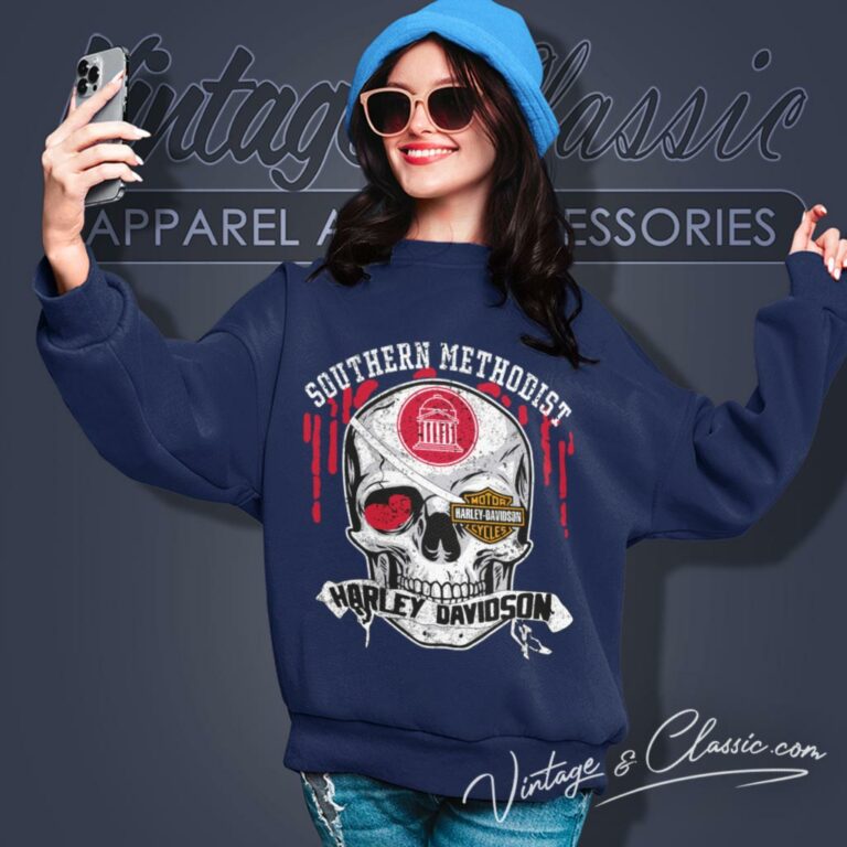 Southern Methodist University Harley Davidson Skull Sweatshirt Southern Methodist University Harley Davidson Skull Sweatshirt