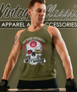 Southern Methodist University Harley Davidson Skull Tank Top Racerback