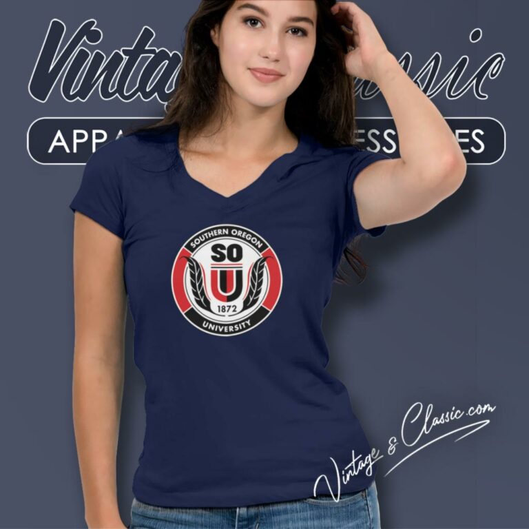 Southern Oregon University Logo V Neck TShirt Southern Oregon University Logo V Neck TShirt