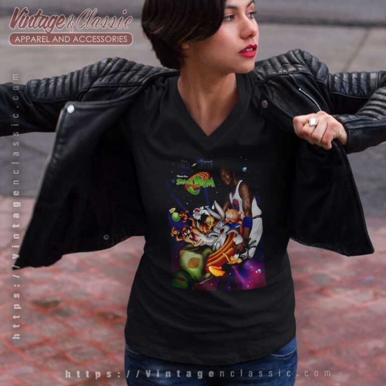 Space Jam Looney Tunes Michael Jordan V Neck TShirt Space Jam Looney Tunes Michael Jordan V Neck TShirt