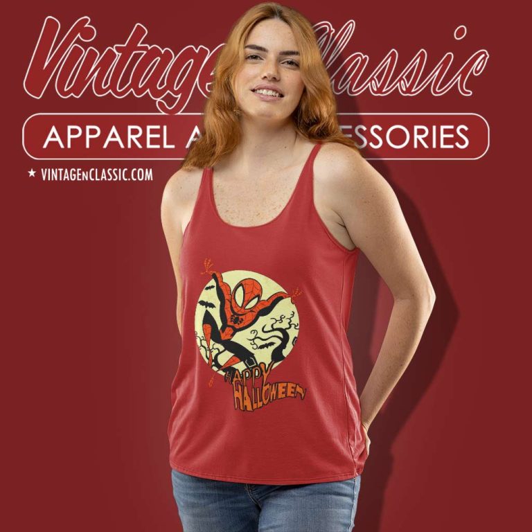 Spider Man Happy Halloween Shirt Tank Top Racerback Spider Man Happy Halloween Shirt Tank Top Racerback