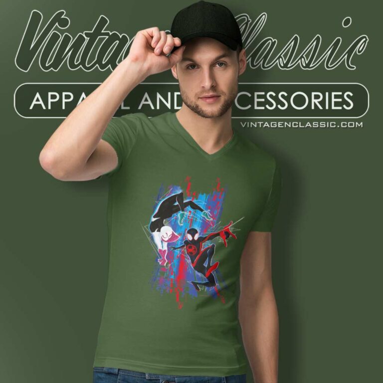 Spider Man Shirt Across The Spider Verse Miles And Gwen V Neck TShirt Spider Man Shirt Across The Spider Verse Miles And Gwen V Neck TShirt