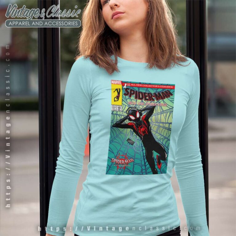 Spider Man Spiderverse Collectors Comic Long Sleeve Tee Spider Man Spiderverse Collectors Comic Long Sleeve Tee