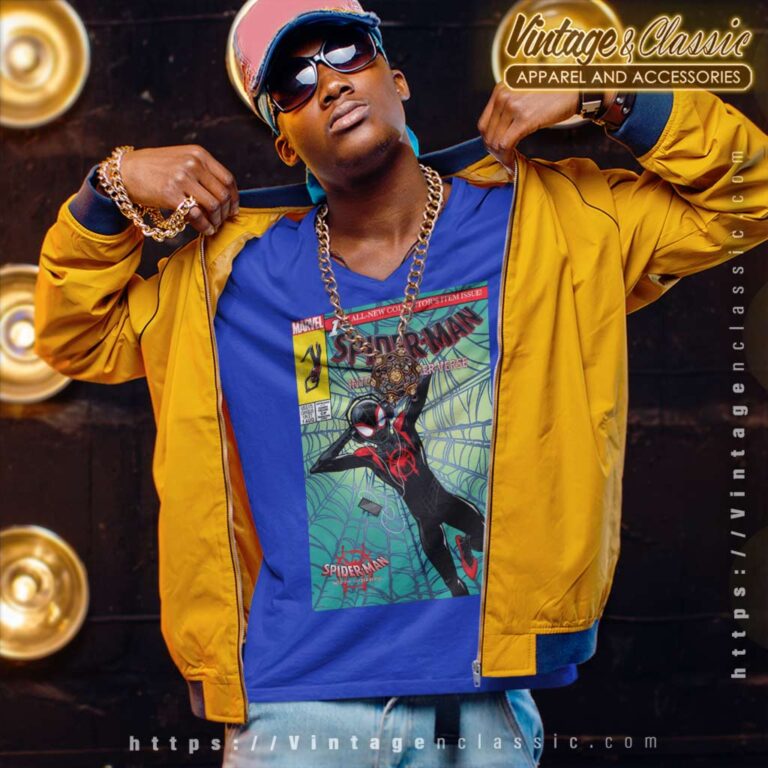 Spider Man Spiderverse Collectors Comic V Neck TShirt Spider Man Spiderverse Collectors Comic V Neck TShirt