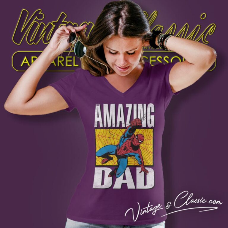 Spiderman Amazing Dad V Neck TShirt Spiderman Amazing Dad V Neck TShirt