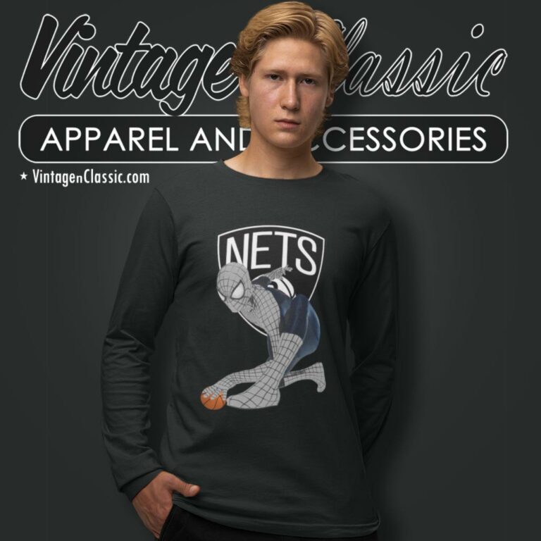 Spiderman Brooklyn Nets Long Sleeve Tee Spiderman Brooklyn Nets Long Sleeve Tee