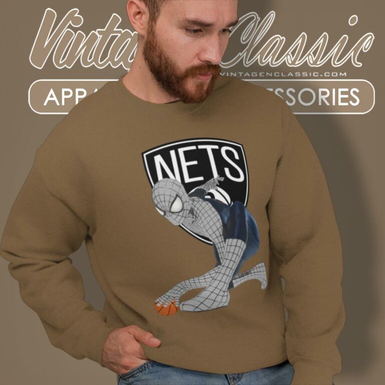 Spiderman Brooklyn Nets Sweatshirt Spiderman Brooklyn Nets Sweatshirt