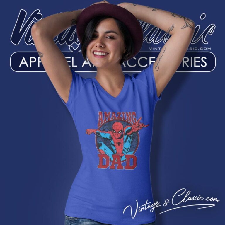 Spiderman Fathers Dad V Neck TShirt Spiderman Fathers Dad V Neck TShirt