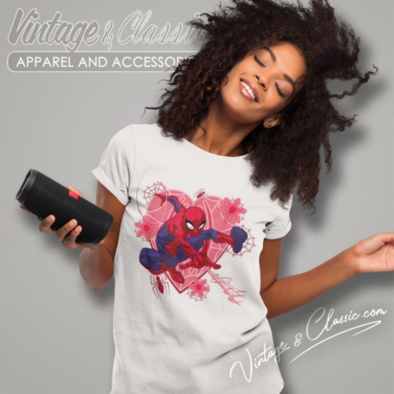 Spiderman Hearts And Flowers Women T Shirt Spiderman Hearts And Flowers Women T Shirt
