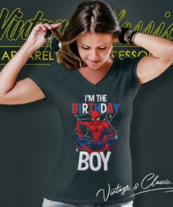 Spiderman Im The Birthday Boy V Neck TShirt