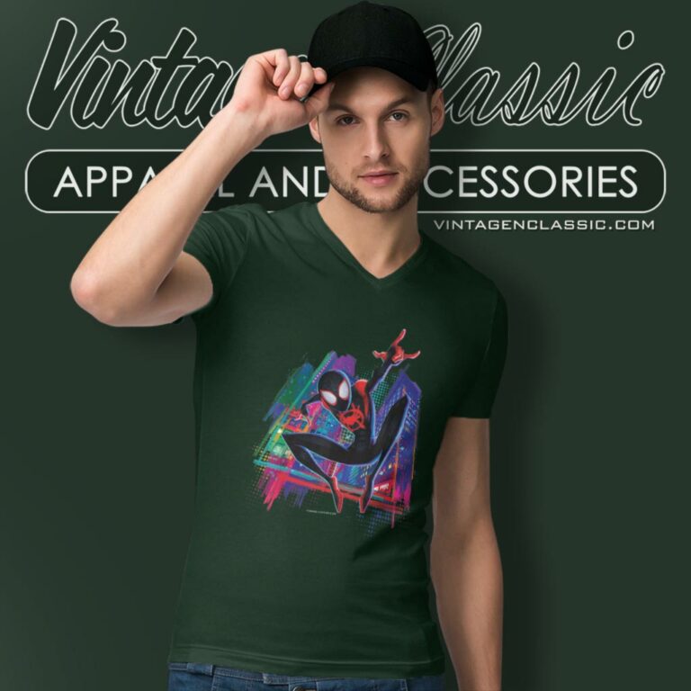 Spiderman Miles Morales V Neck TShirt Spiderman Miles Morales V Neck TShirt