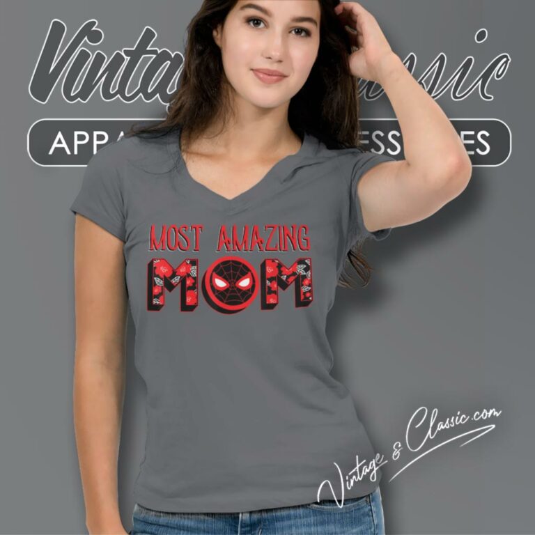 Spiderman Most Amazing Mom V Neck TShirt Spiderman Most Amazing Mom V Neck TShirt