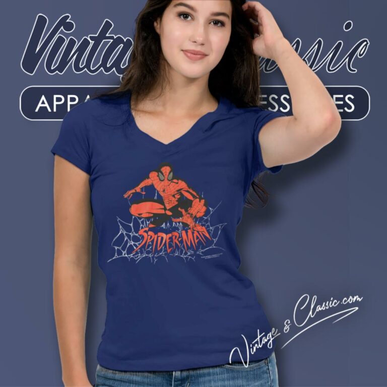 Spiderman Movie V Neck TShirt Spiderman Movie V Neck TShirt