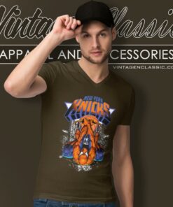 Spiderman New York Knicks V Neck TShirt
