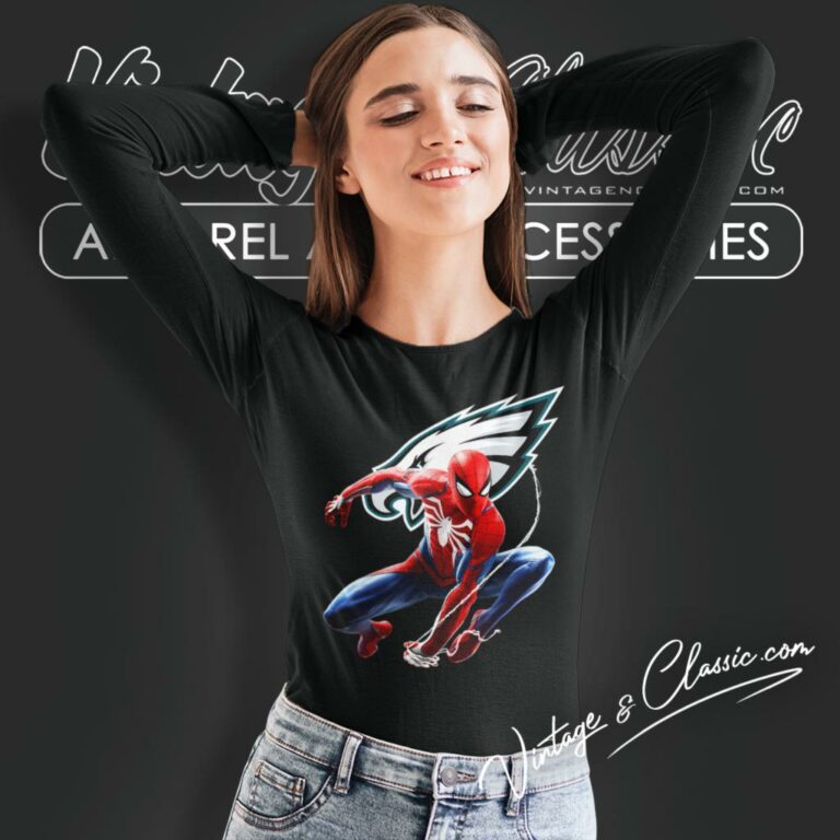 Spiderman Philadelphia Eagles Long Sleeve Tee Spiderman Philadelphia Eagles Long Sleeve Tee