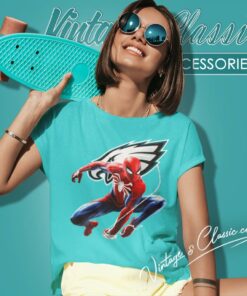 Spiderman Philadelphia Eagles Women T Shirt