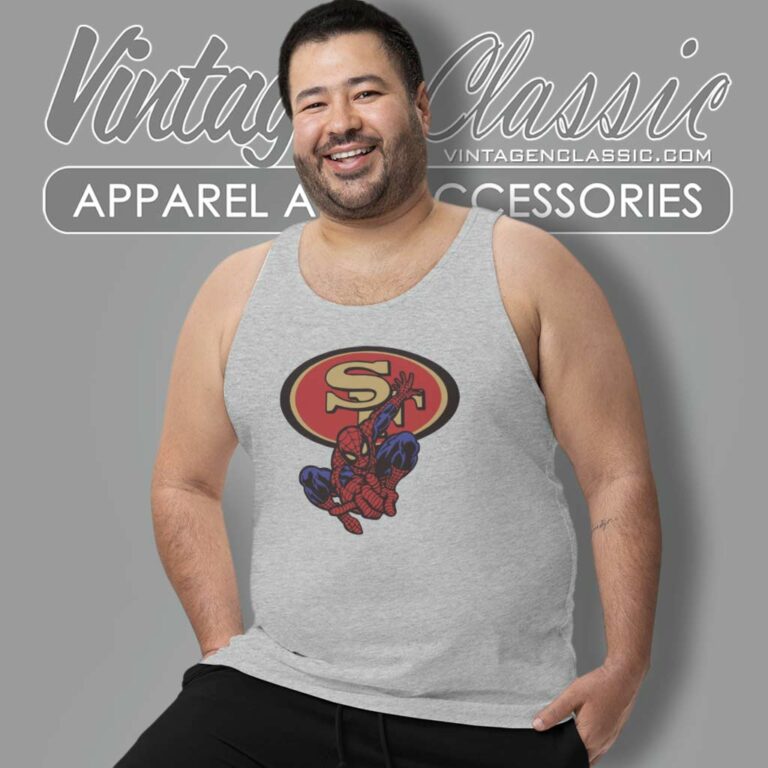 Spiderman San Francisco 49ers Tank Top Racerback Spiderman San Francisco 49ers Tank Top Racerback