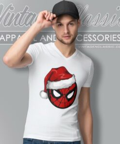 Spiderman Santa Hat V Neck TShirt