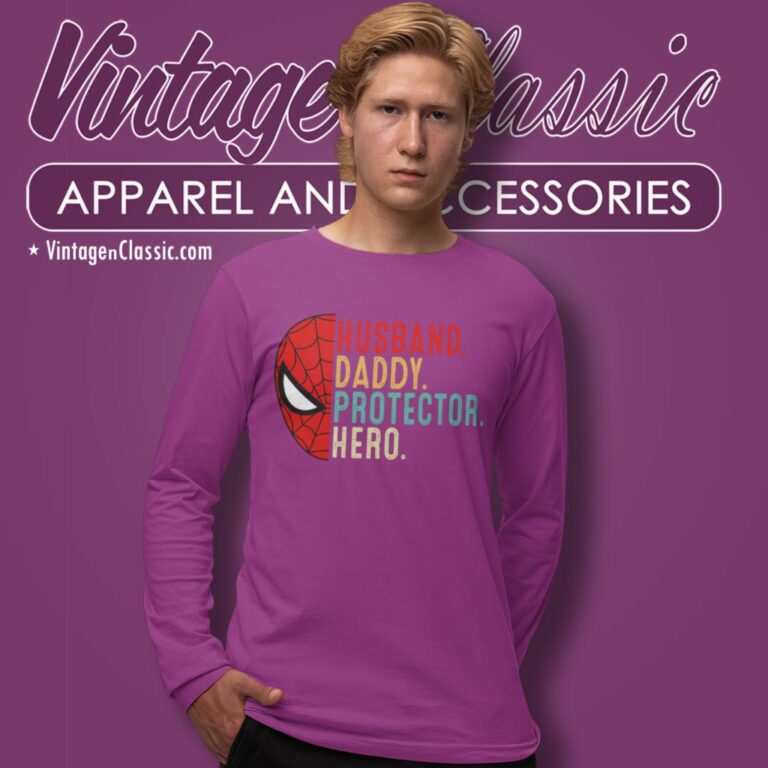 Spiderman Shirt Husband Daddy Protector Hero Long Sleeve Tee Spiderman Shirt Husband Daddy Protector Hero Long Sleeve Tee