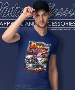 Spiderman Shirt Mcbride Trim Tex Motorcycle V Neck TShirt
