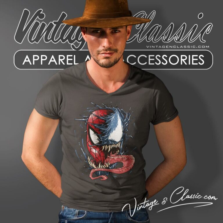 Spiderman Split V Neck TShirt Spiderman Split V Neck TShirt