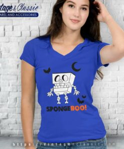 Sponge Boo Skeleton Halloween V Neck TShirt