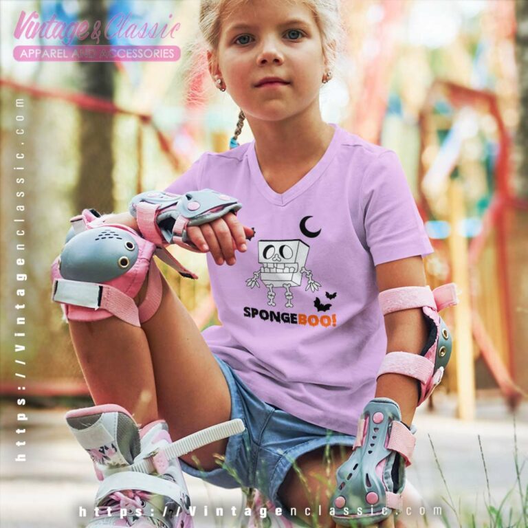 Sponge Boo Skeleton Halloween kids Vneck Sponge Boo Skeleton Halloween kids Vneck